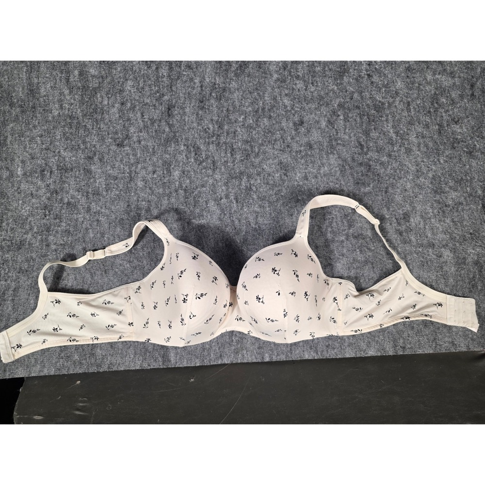 Womens Bra Full Coverage T Shirt Floral Underwire Cream Lightly Lined Cacique